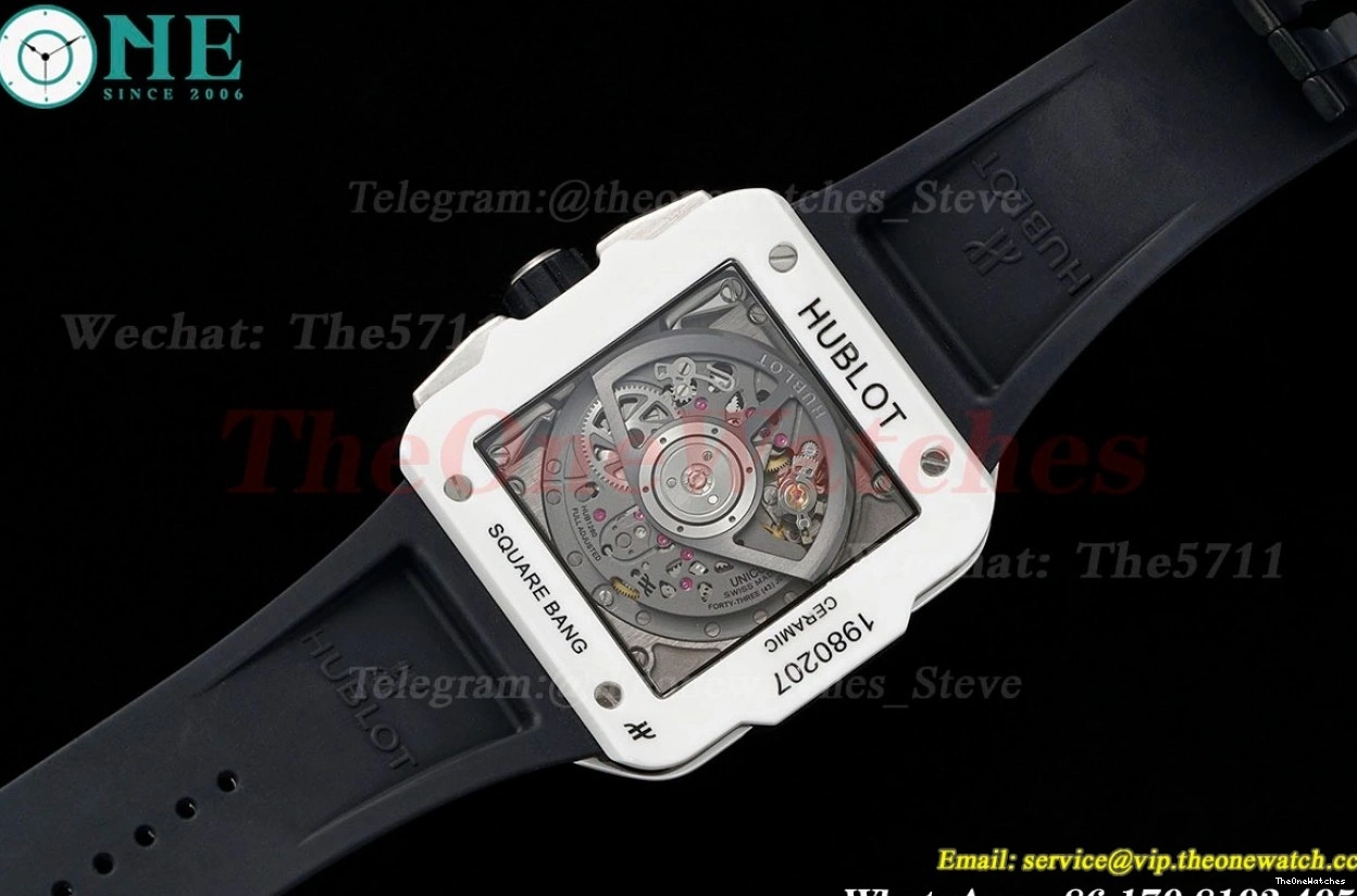 HUB1280A BBF RU White Cer Dial Unico Square Skeleton Bang 42mm 0521